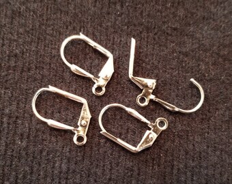 10mm x 15mm.. 8pcs. Gold or Silver Lever Wire Metal Ear Findings. 0034