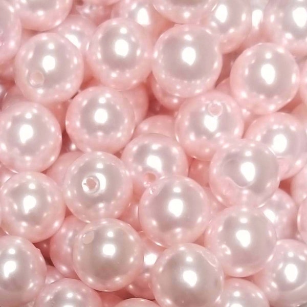 14mm.. 25pcs Pink, Gold, or Silver Round Acrylic Plastic PEARL gumball Wholesale Jewelry Making beads 2mm hole