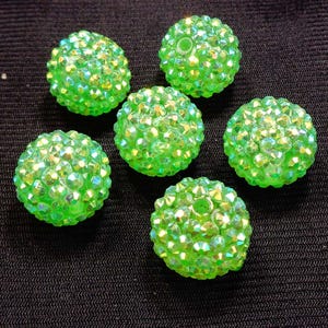 STOCK YOUR STORE: 22mm. 10pcs - 60pc bag. 4 colors. Acrylic Plastic Rhinestone Round Pave Disco Ball Gumball Beads Approx. 2mm hole 0433..