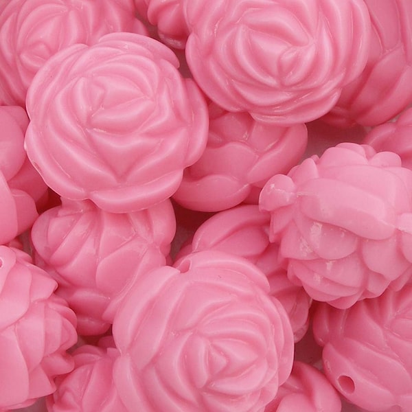 18mm.. 20pcs 9 colors ROSE Acrylic Plastic Gumball Opaque Jewelry Making Beads 1mm hole 0554