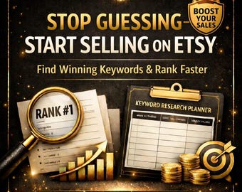 Etsy SEO Keyword Research Planner, Toolkit with Bonus Keywords (Digital Download)