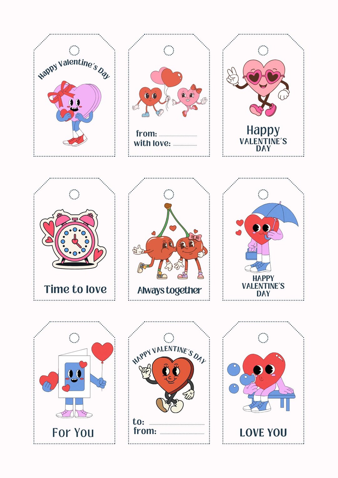 Printable Valentine's Day Gift Tags | Cute Retro-inspired Designs for ...