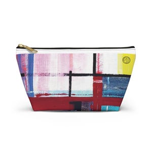 Bolsa de acessórios abstrata colorida, bolsa de maquiagem chique, organizador de artigos de higiene pessoal de viagem, bolsa com zíper de impressão artística, presente para artistas, bolsa estilosa