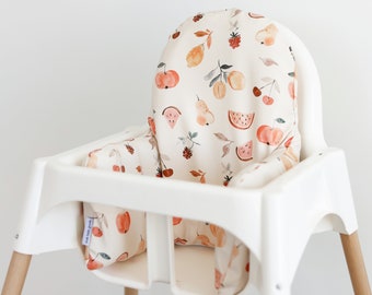 Housse de coussin essuyable en cuir végétalien pour chaise haute IKEA Antilop // Festin de fruits