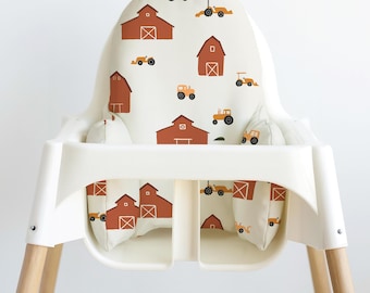 IKEA Highchair Wipeable Cushion Cover - Red Barns and Tractors