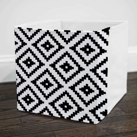 Black Aztec Storage Bin Cover Fits Into Ikea Kallax Or Expedit Shelf Unit Drona Box
