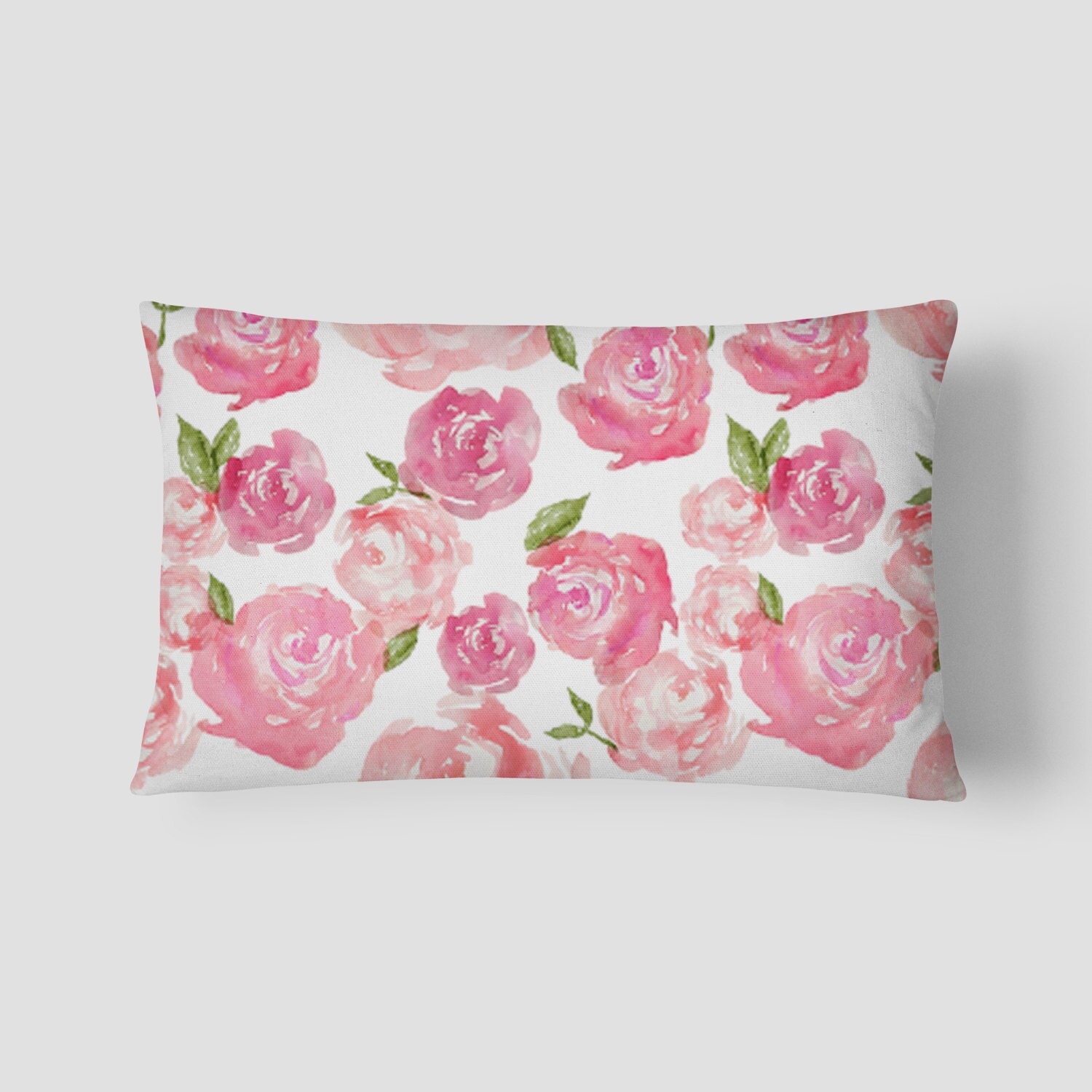 Pink Peonies // Decorative Pillow Cover 12x18 // Etsy
