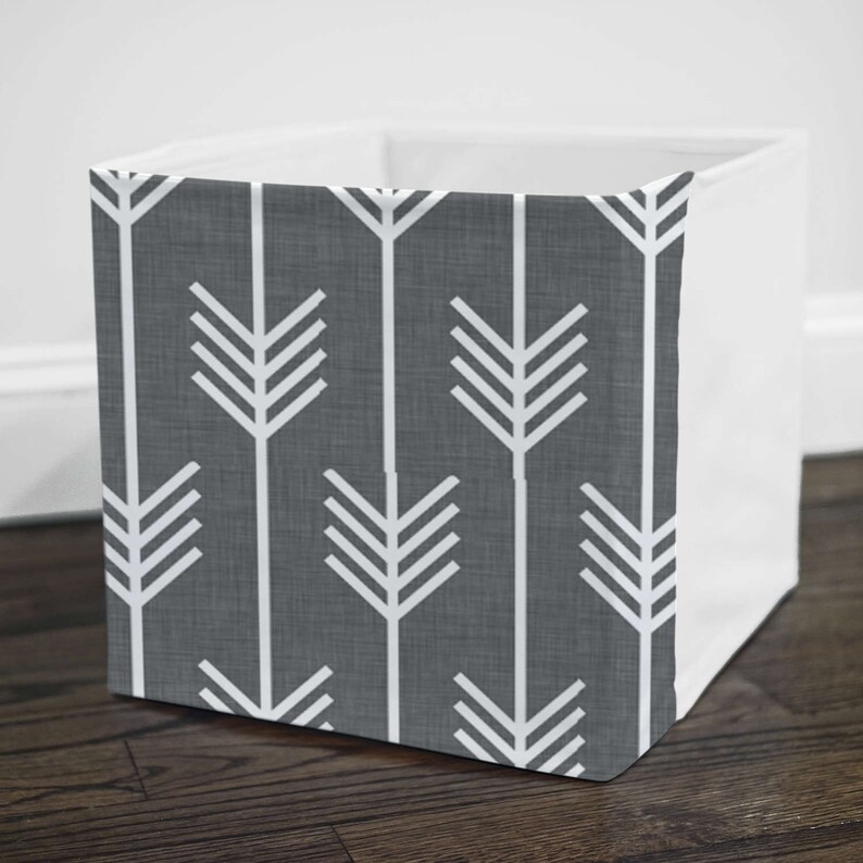 Charcoal Grey Arrows Storage Bin Cover Fits Into Ikea Image 0