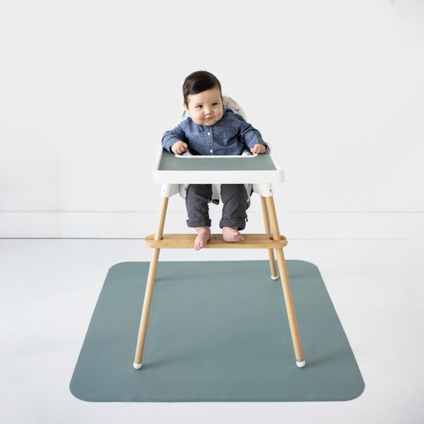 Silicone Floor Mat - Faded Jade // High Chair Mat // Large Silicone Mat