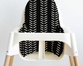 IKEA Highchair Wipeable Cushion Cover - Dark Vertical Mudcloth