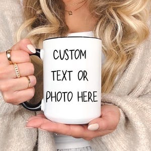 Personalized Ceramic Coffee Mug: Custom Text, Large Size Option