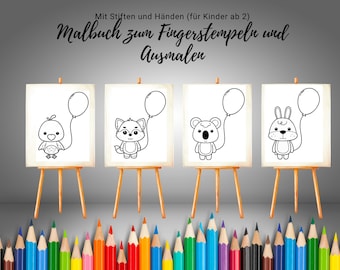 Finger stamping and coloring book for children ages 2 and up