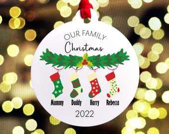 Personalised Christmas Ornament, Christmas Stockings Family Christmas name bauble, Custom Decoration Christmas 2023