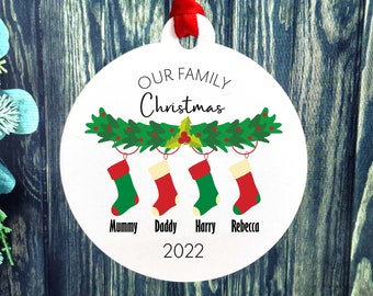 Custom Christmas Ornament, Christmas Stockings Family Christmas name bauble, Personalised Decoration Christmas 2023