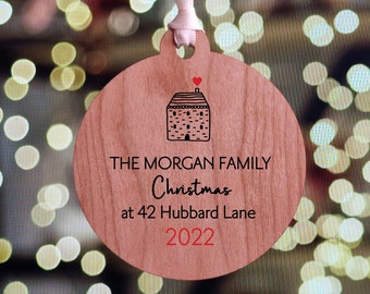 Custom Christmas Ornament, Personalised Christmas Bauble, Rustic wooden decoration Family Christmas Christmas New Home Acrylic