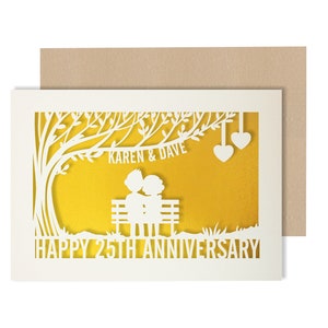 Personalised Papercut card 25 Year wedding anniversary Celebrate a Silver 25th wedding anniversary with this beautiful Card for couples