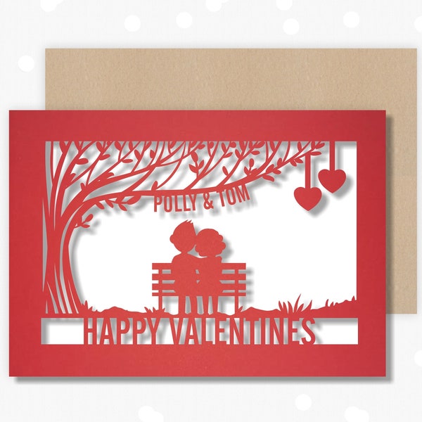 Valentine's Card Personalised Papercut card, Valentines Card for boyfriend, girlfriend, wife, husband Celebrate with this beautiful Card
