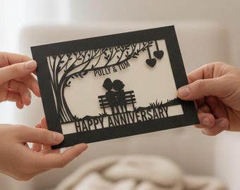 Personalised Anniversary Card - Papercut card - Wedding anniversary - Civil Partnership - Annual celebration - Beautiful Card for couples