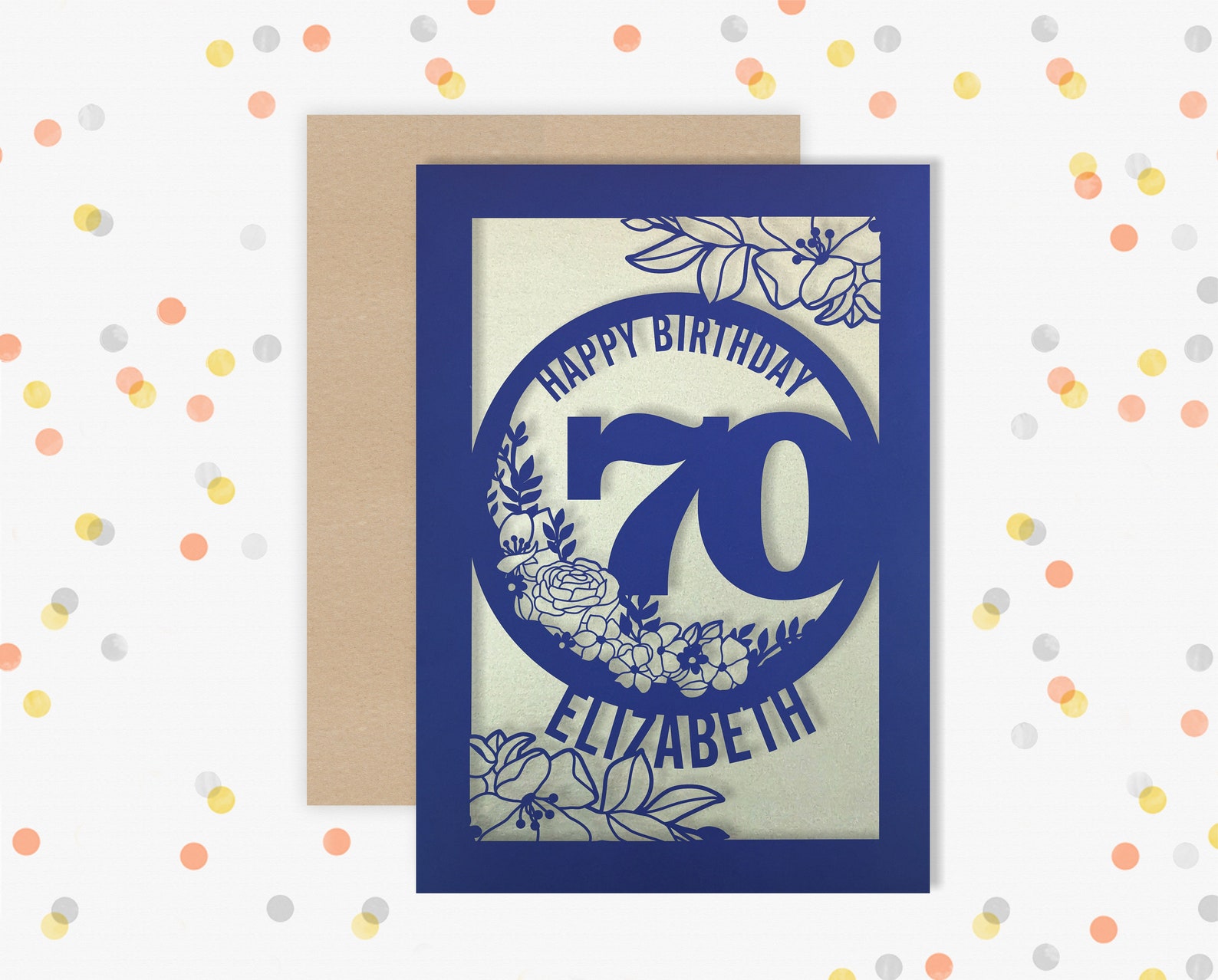 Personalised 70th Birthday Card Papercut Floral Design Card for Her 70 ...