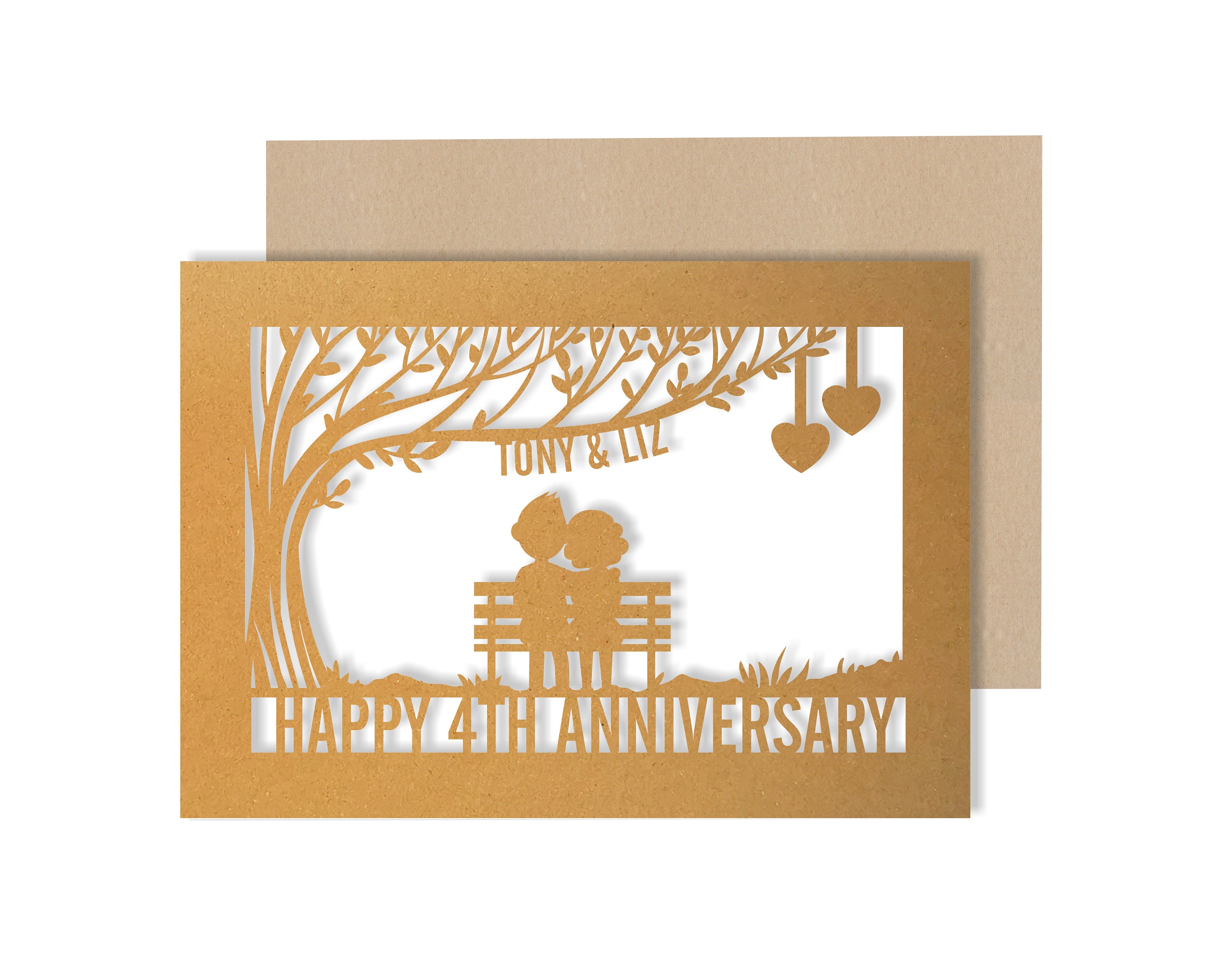 Personalised 4 Year Wedding Anniversary Card.  4th Wedding anniversar…