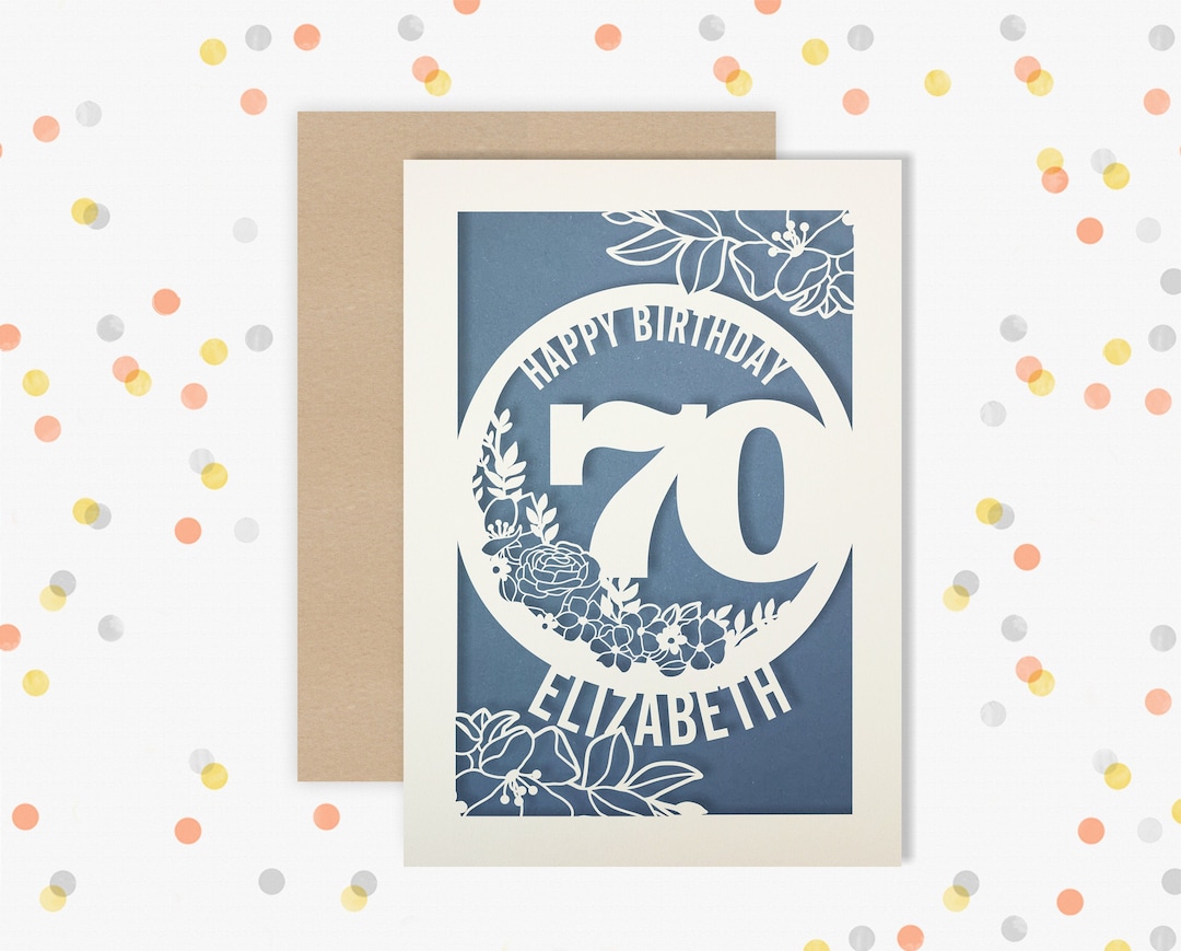 Personalised 70th Birthday Card Papercut Floral Design Card for Her 70 ...