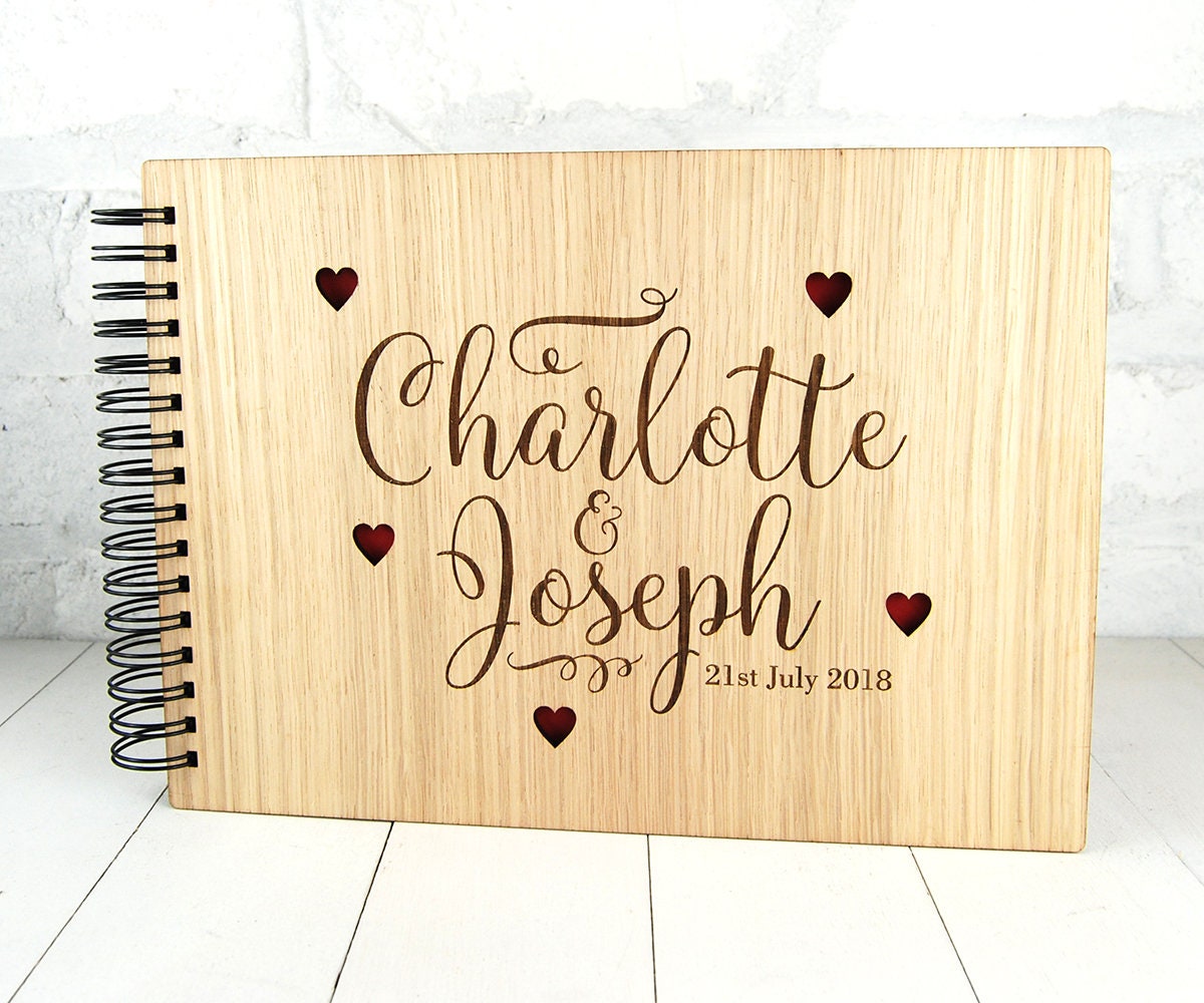 Personalised Wooden Wedding Guest Book, Alternative Guest Book, Custo…