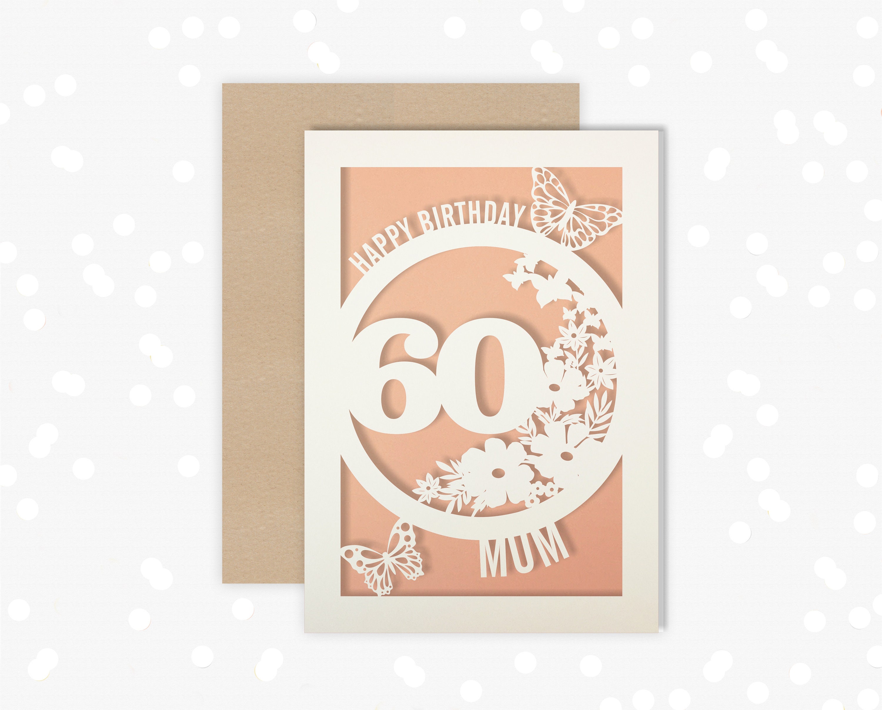 Personalised 60th Birthday Card Papercut Butterfly design Card for he…