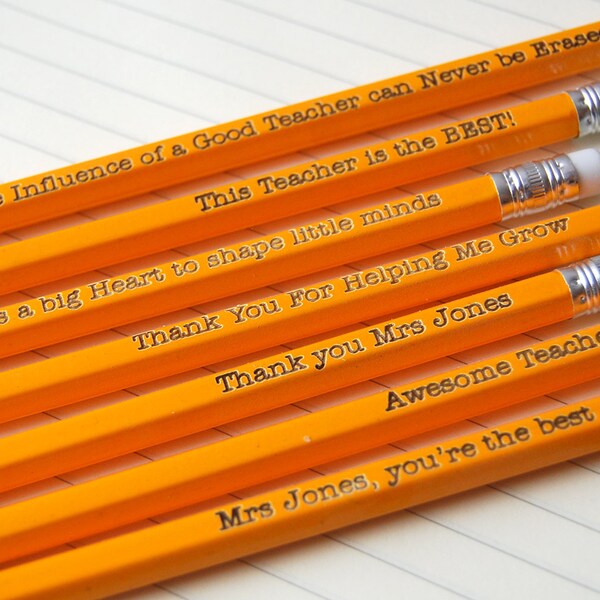 Custom Pencils for Teacher - Personalised from your child - add any wording you'd like across five HB pencils