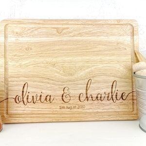 Personalised chopping board for couples Personalised Cutting board Christmas Gift Weddings Engagement Anniversary House Warming image 3