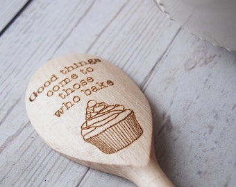 Personalised wooden Spoons ~ Good things come to those who bake ~ Cake baking gift ~ Goozeberry Hill