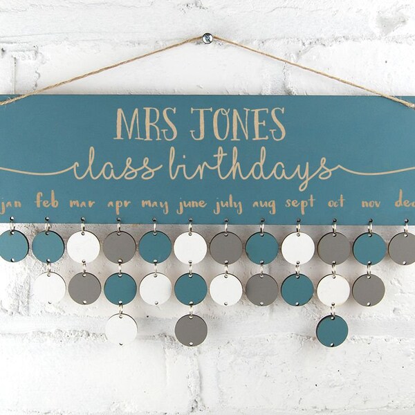 Teachers gift, classroom Birthdays, personalised end of term gift, classroom decor, Birthday board, clebration board, 25 blank Discs