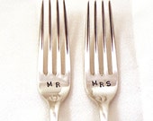 Personalised Custom Hand Stamped Vintage MR and MRS forks Goozeberry Hill - perfect wedding present / gift - As featured in BRIDES magazine