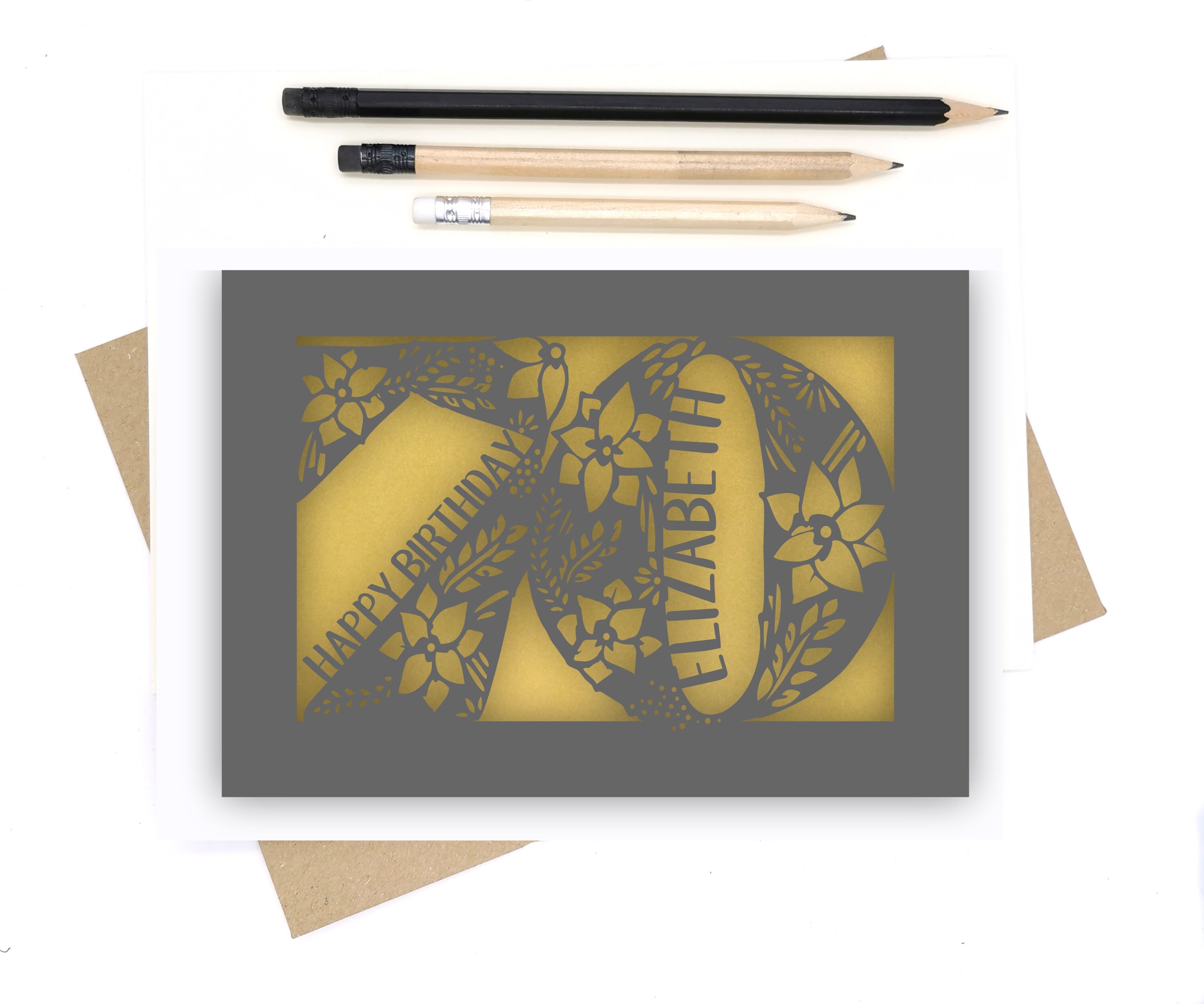 Personalised 70th Birthday Card Papercut Floral Design With - Etsy
