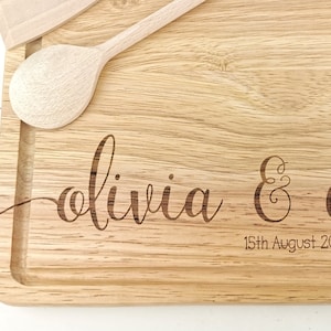 Personalised chopping board for couples Personalised Cutting board Christmas Gift Weddings Engagement Anniversary House Warming image 1