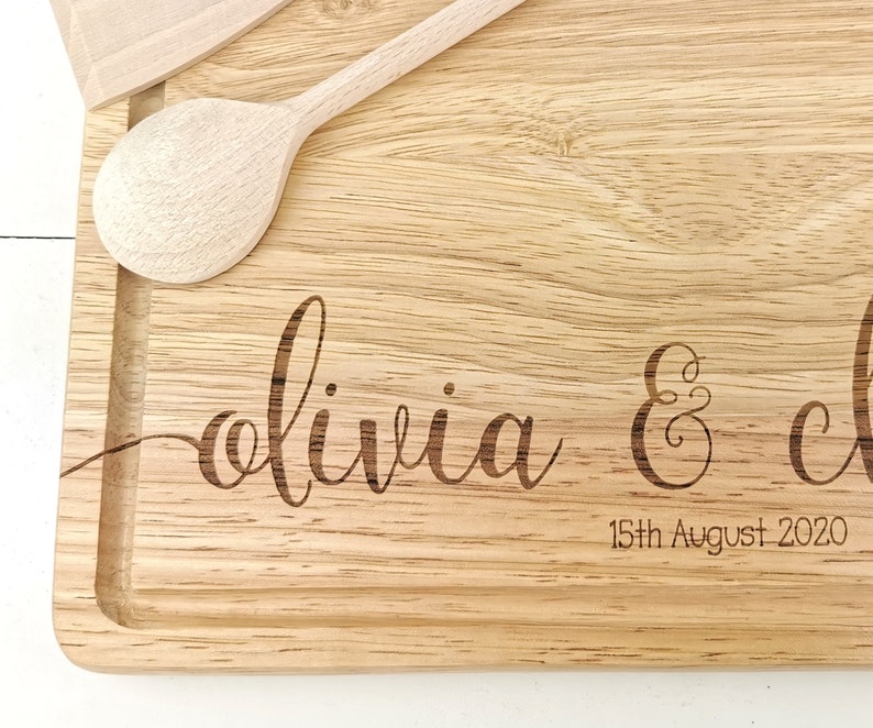 Personalised chopping board for couples Personalised Cutting board Christmas Gift Weddings Engagement Anniversary House Warming image 1