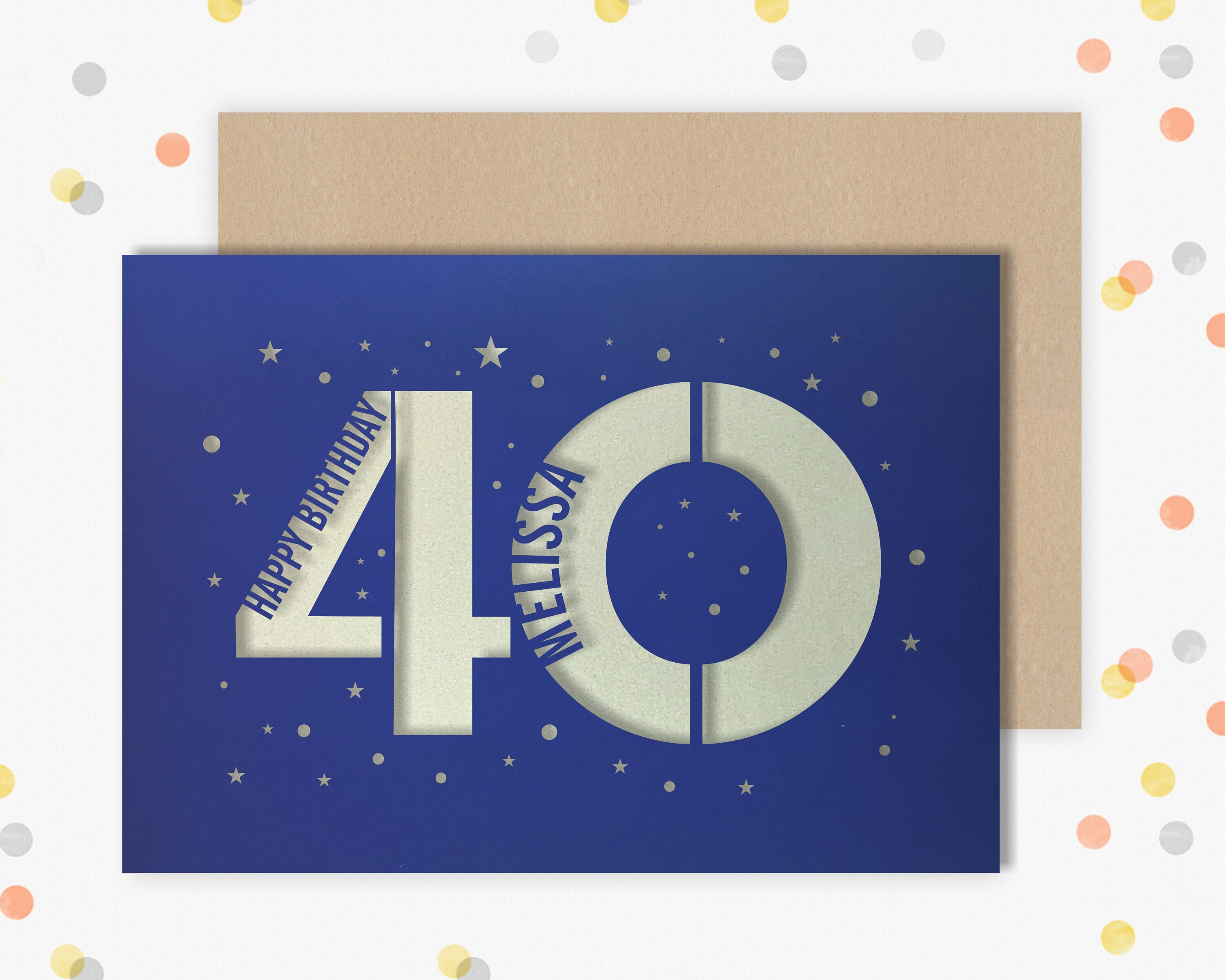 Personalised 40th Birthday Card Papercut Contemporary Star Design - Etsy