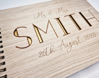 Personalised Mr & Mrs Guest Book Wedding, Wood Wedding Guest Book alternative, Guest book sign, Custom Guest Book, Blank Pages, Wedding Book
