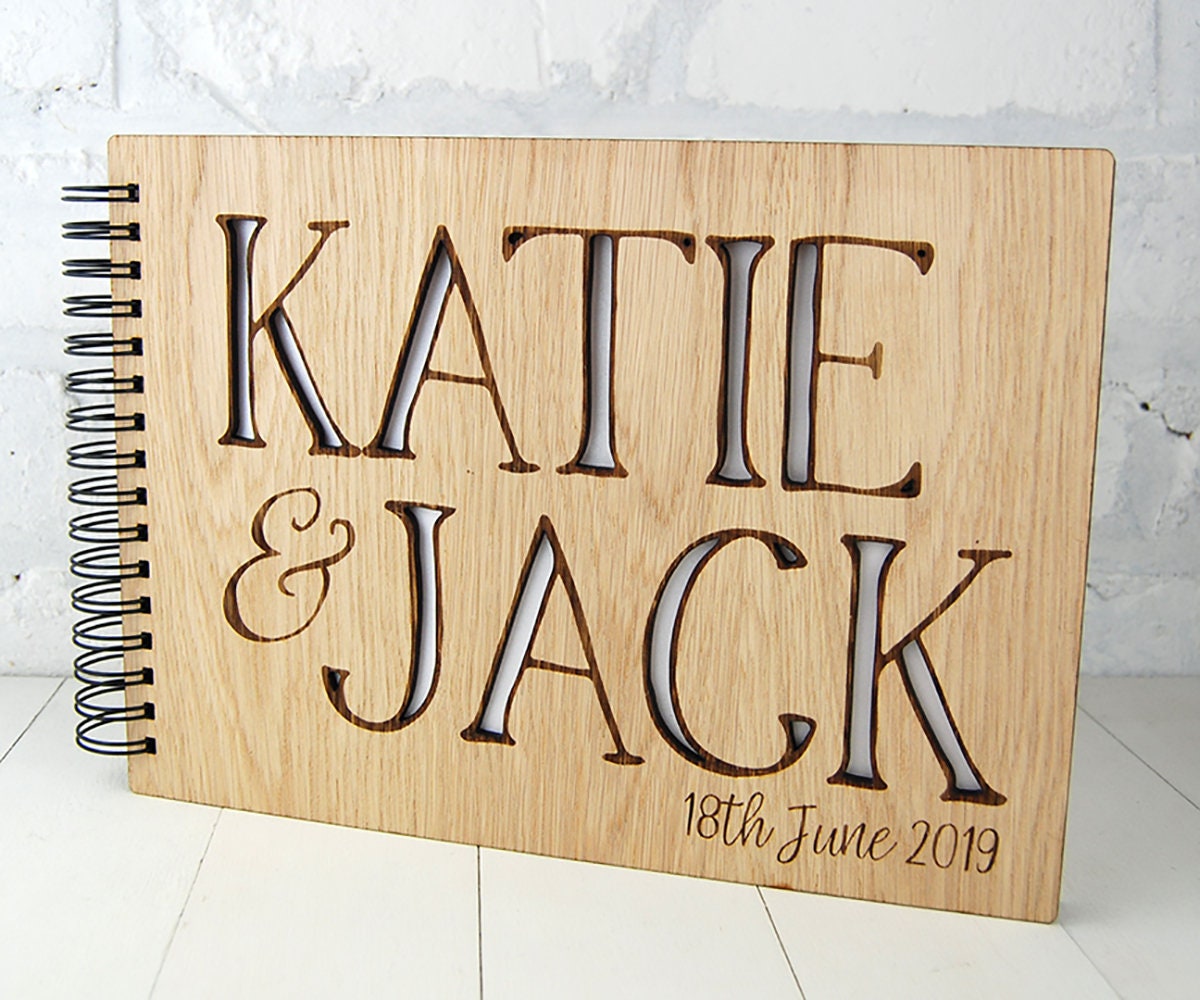 Personalised Wedding Guest Book, Wooden Alternative Guest Book, Custo…