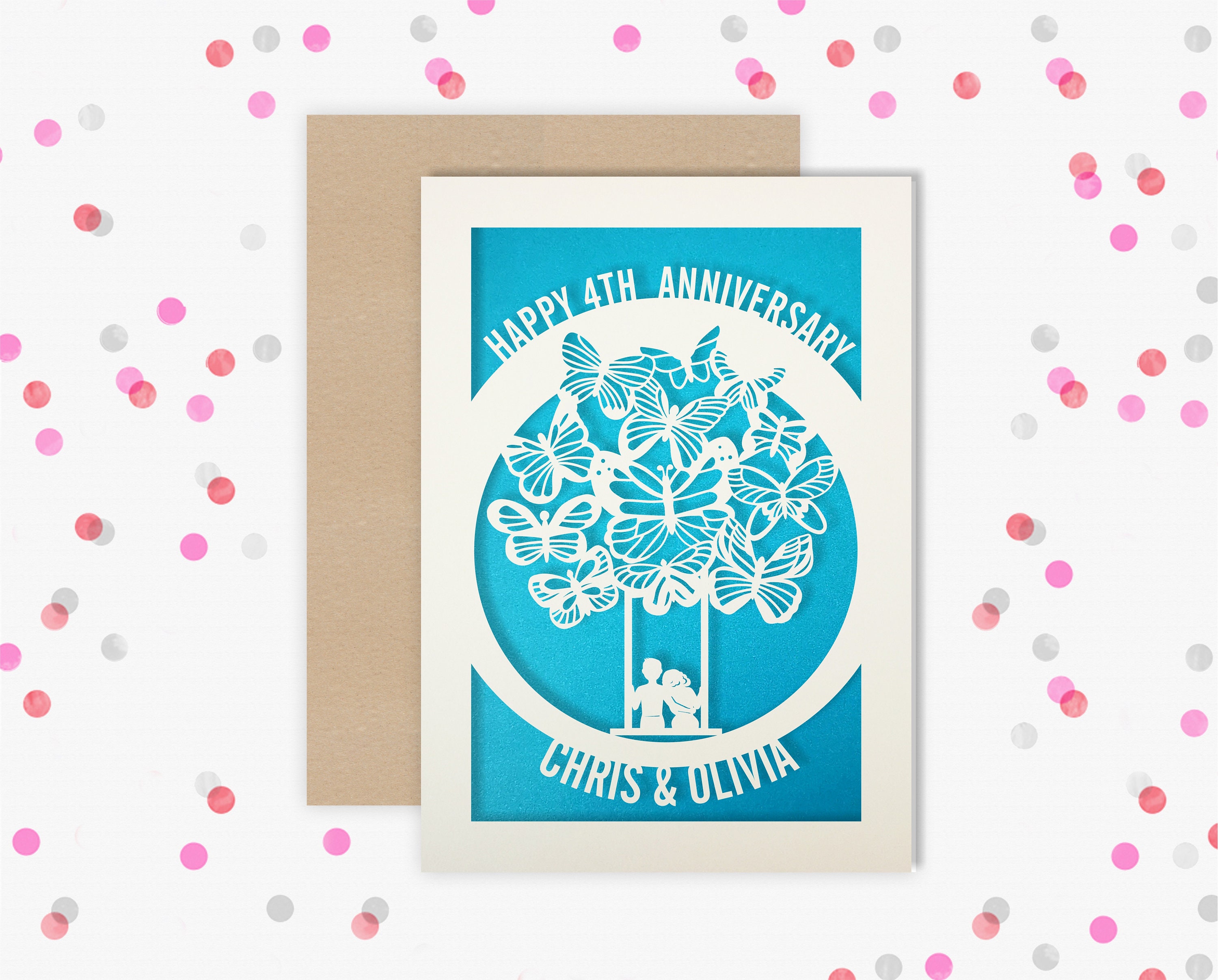 Personalised 4 Year Wedding Anniversary Card. 4th Wedding