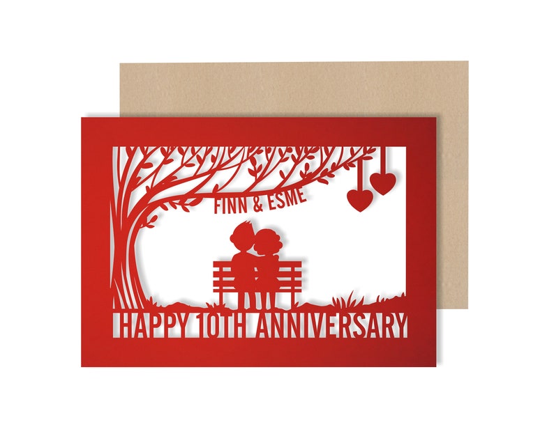 Carte personnalisée d'anniversaire de mariage de 10 ans. Carte d'anniversaire en étain pour 10e anniversaire de mariage pour couple image 1