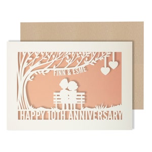 Carte personnalisée d'anniversaire de mariage de 10 ans. Carte d'anniversaire en étain pour 10e anniversaire de mariage pour couple image 3
