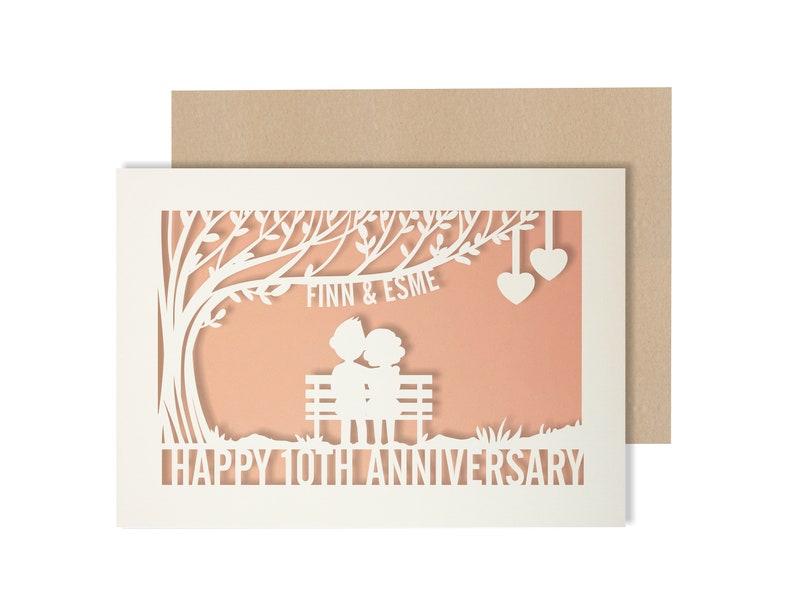Carte personnalisée d'anniversaire de mariage de 10 ans. Carte d'anniversaire en étain pour 10e anniversaire de mariage pour couple image 3