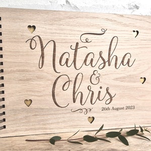 Personalised Wooden Wedding Guest Book, Alternative Guest Book, Custom Scrap Book, Unique Wedding Guest Book, Photo Album, Oak