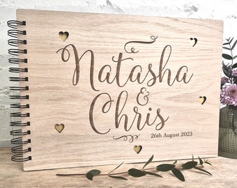 Personalised Wooden Wedding Guest Book, Alternative Guest Book, Custom Scrap Book, Unique Wedding Guest Book, Photo Album, Oak