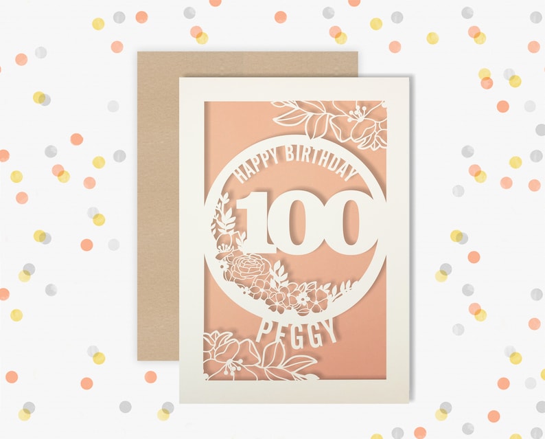 Personalised 100th Birthday Card Papercut Floral Design Card for Her ...