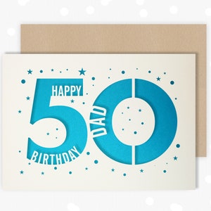 50 th Papercut Personalised Birthday Card Star design with the name your choice. Card for him 50