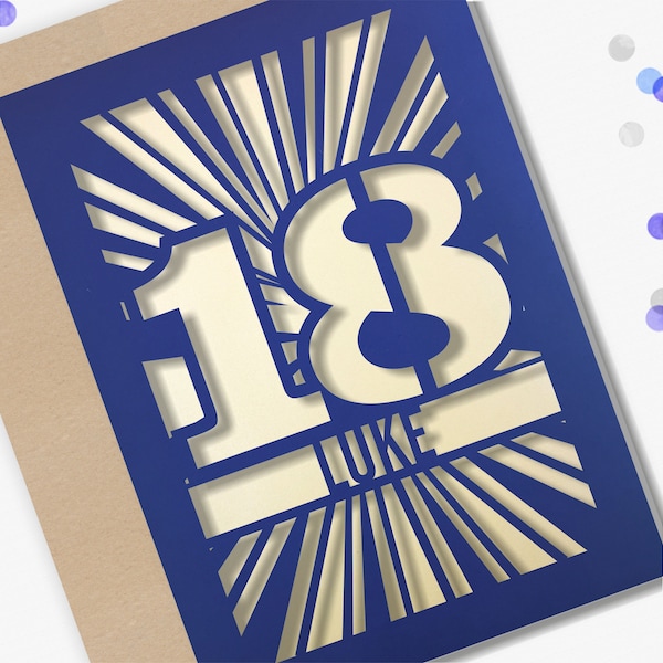 Personalised 18th Birthday Card for son, nephew, grandson, Brother with the name of your choice. 18, Eighteenth  Birthday Card
