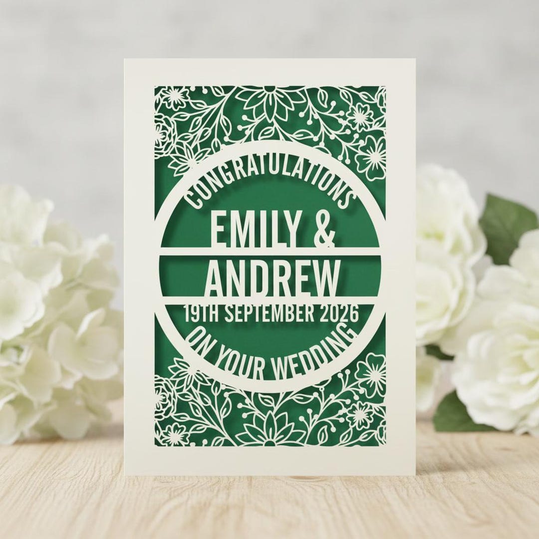 Personalised Wedding Card Custom Names & Date | Rustic Kraft Wedding ...