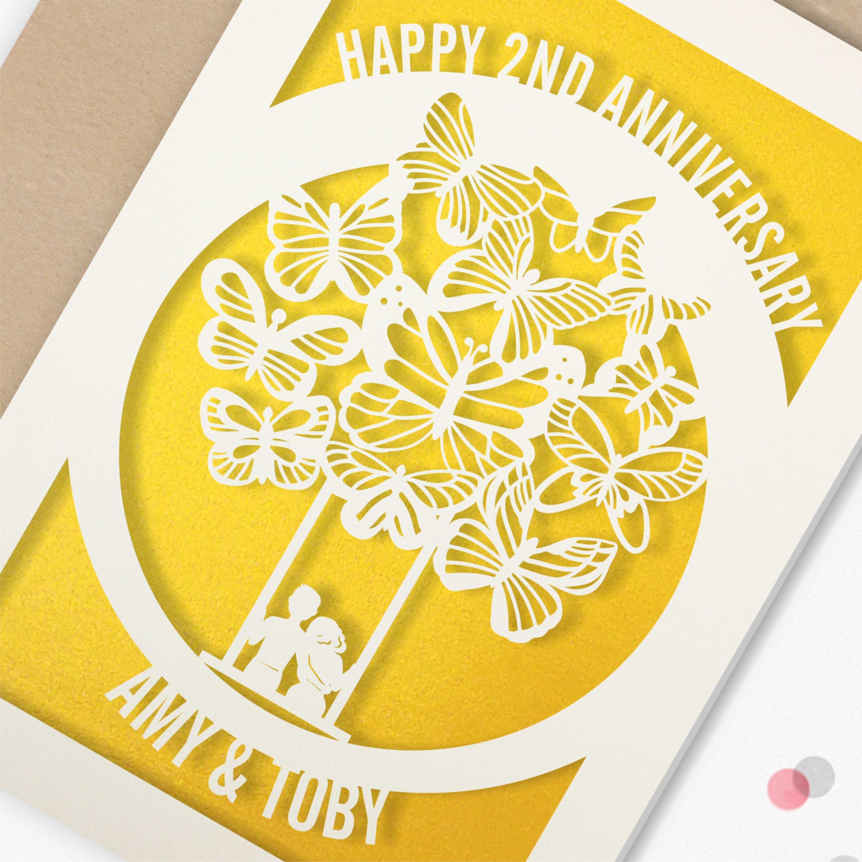 Personalised 2 Year Wedding Anniversary Card 2nd Wedding - Etsy 日本