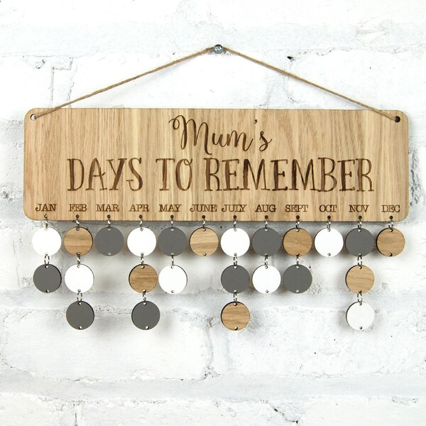 Personalised Days to Remember Sign ~ Wood Board, Family & Friends, Birthday Board, celebrations, anniversaries , Cherrywood, Oak